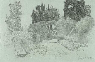 <p>Giardini di Hanbury. ( It ) Giardino dei profumi, potlood op getint Ingres papier, 32-49 cm&nbsp;</p>